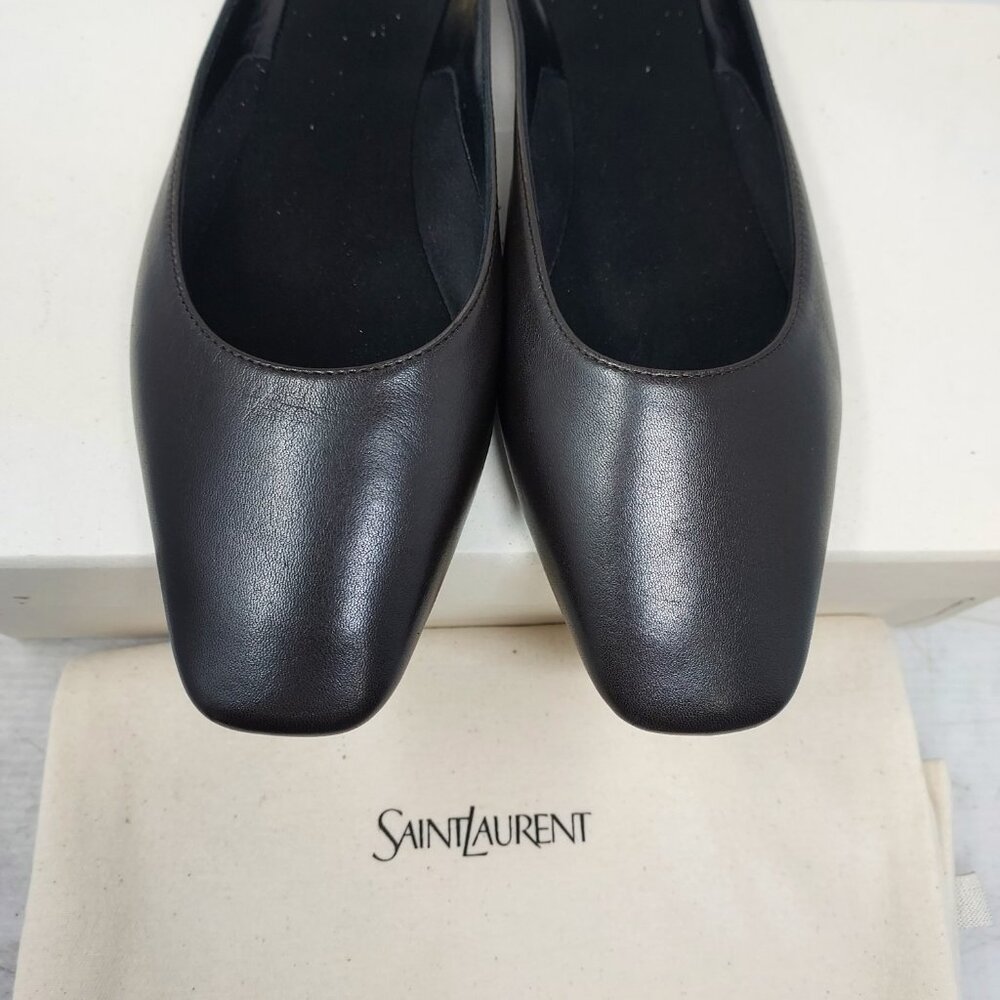 Saint Laurent YSL Black Womens Leather Lido Slip-on Shoe - Picture 6 of 11